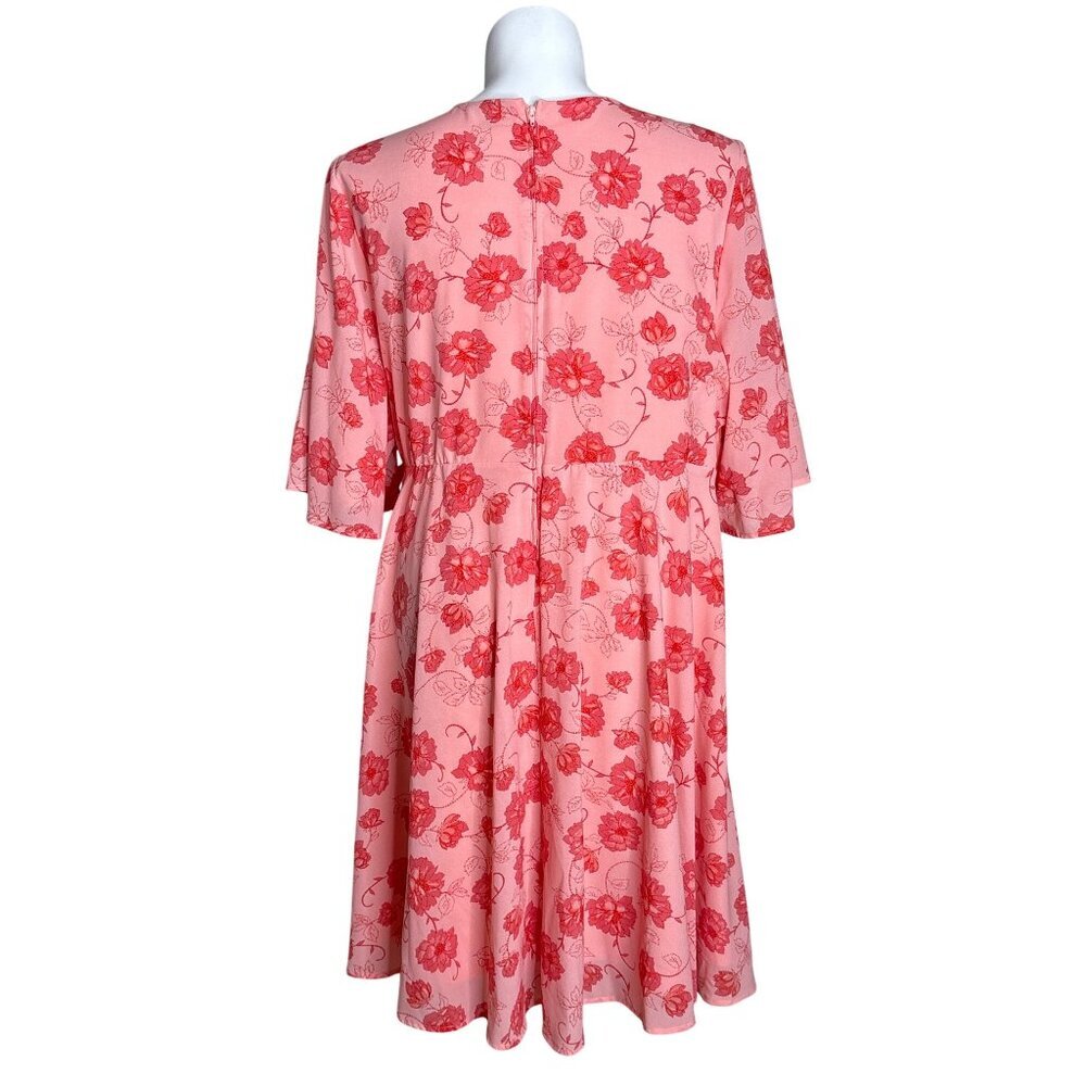 Torrid Women's Coral Floral Print Georgette Wrap Dress, Size 26 - Picture 7 of 12